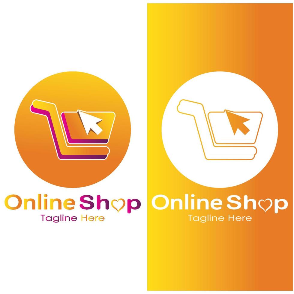 E-Commerce-Logo-Einkaufstasche und Online-Einkaufswagen und Online-Shop-Logo-Design mit modernem Konzept vektor