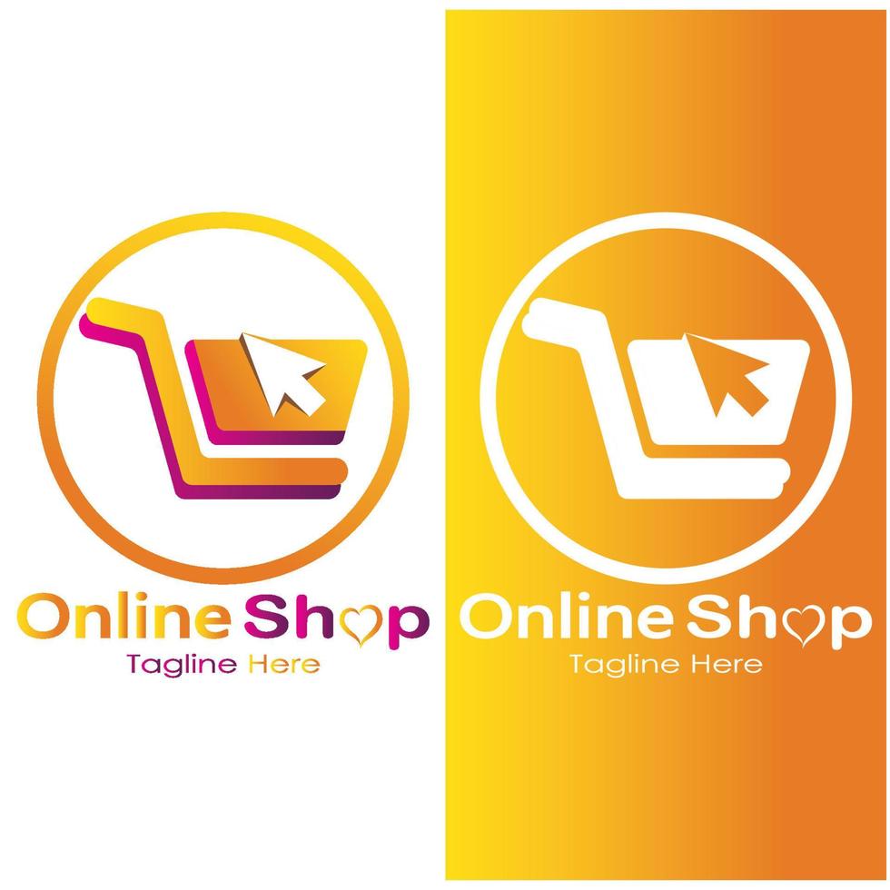 E-Commerce-Logo-Einkaufstasche und Online-Einkaufswagen und Online-Shop-Logo-Design mit modernem Konzept vektor