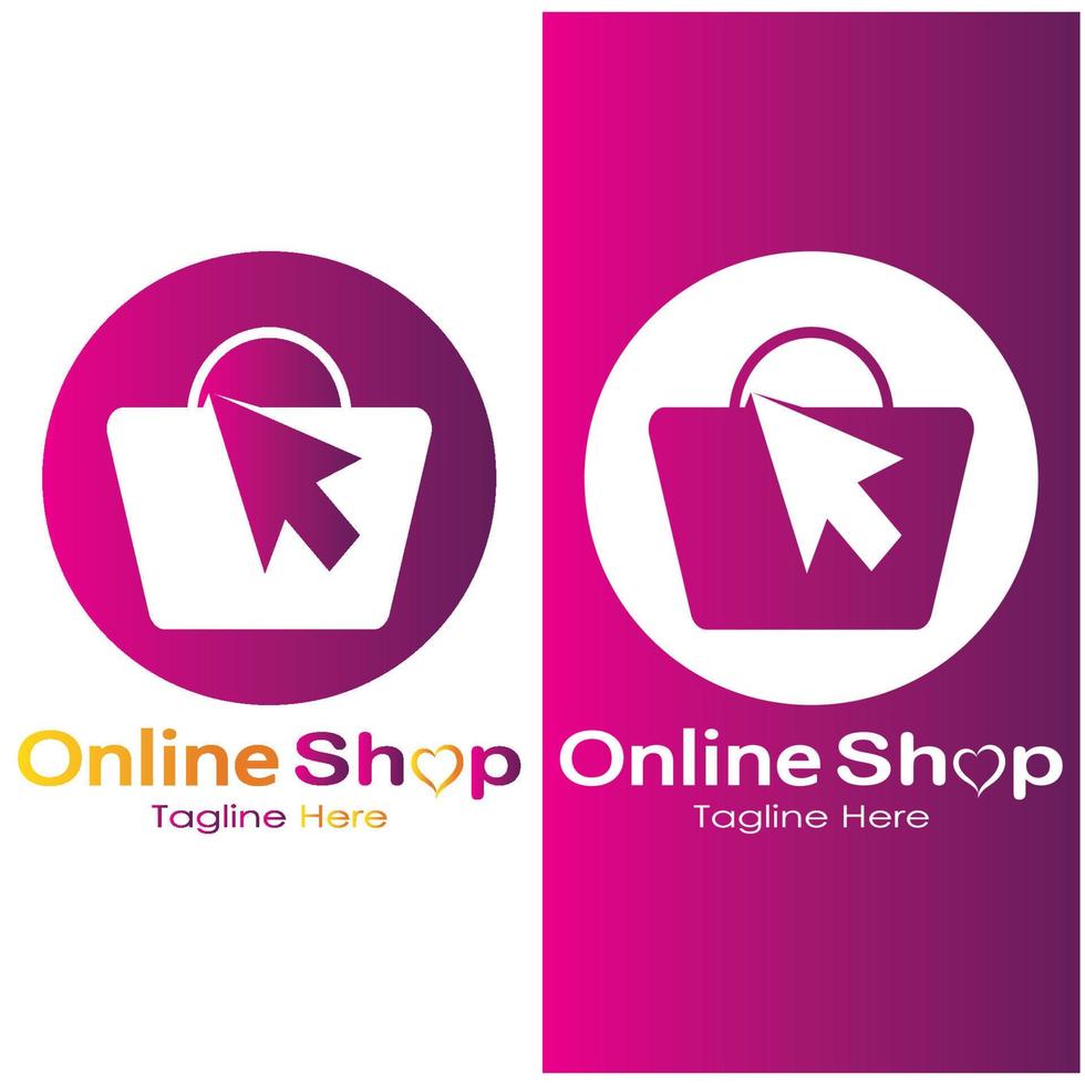 E-Commerce-Logo-Einkaufstasche und Online-Einkaufswagen und Online-Shop-Logo-Design mit modernem Konzept vektor