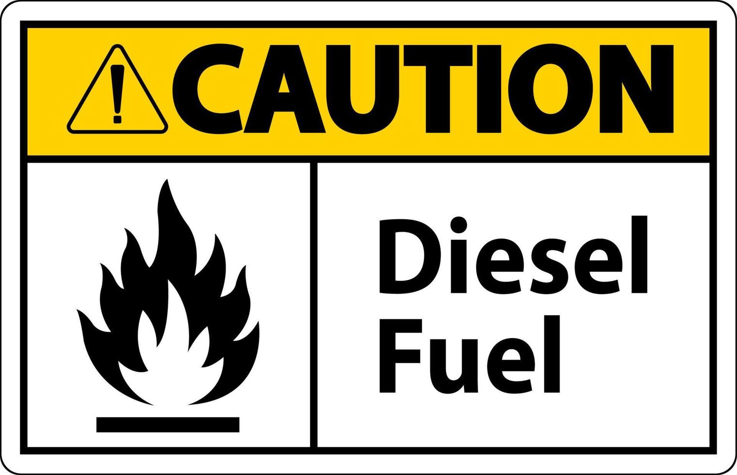 Achtung Dieselkraftstoff Zeichen auf weißem Hintergrund vektor