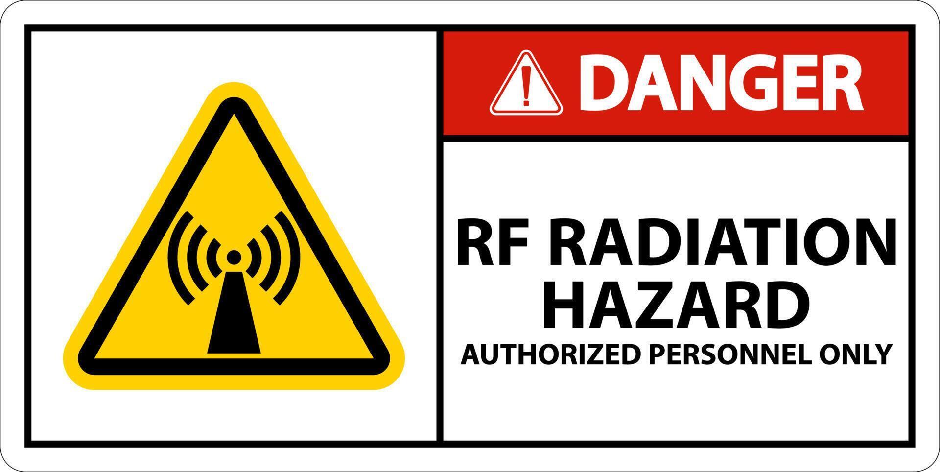 Gefahr HF-Strahlungsgefahr nur autorisiertes Zeichen auf weißem Hintergrund vektor