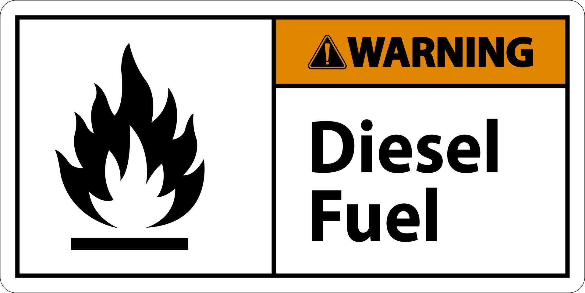 Warnschild für Dieselkraftstoff auf weißem Hintergrund vektor