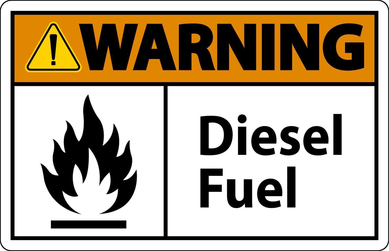 Warnschild für Dieselkraftstoff auf weißem Hintergrund vektor