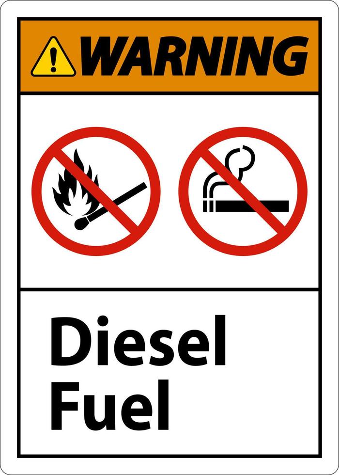Warnzeichen Dieselkraftstoff auf weißem Hintergrund vektor