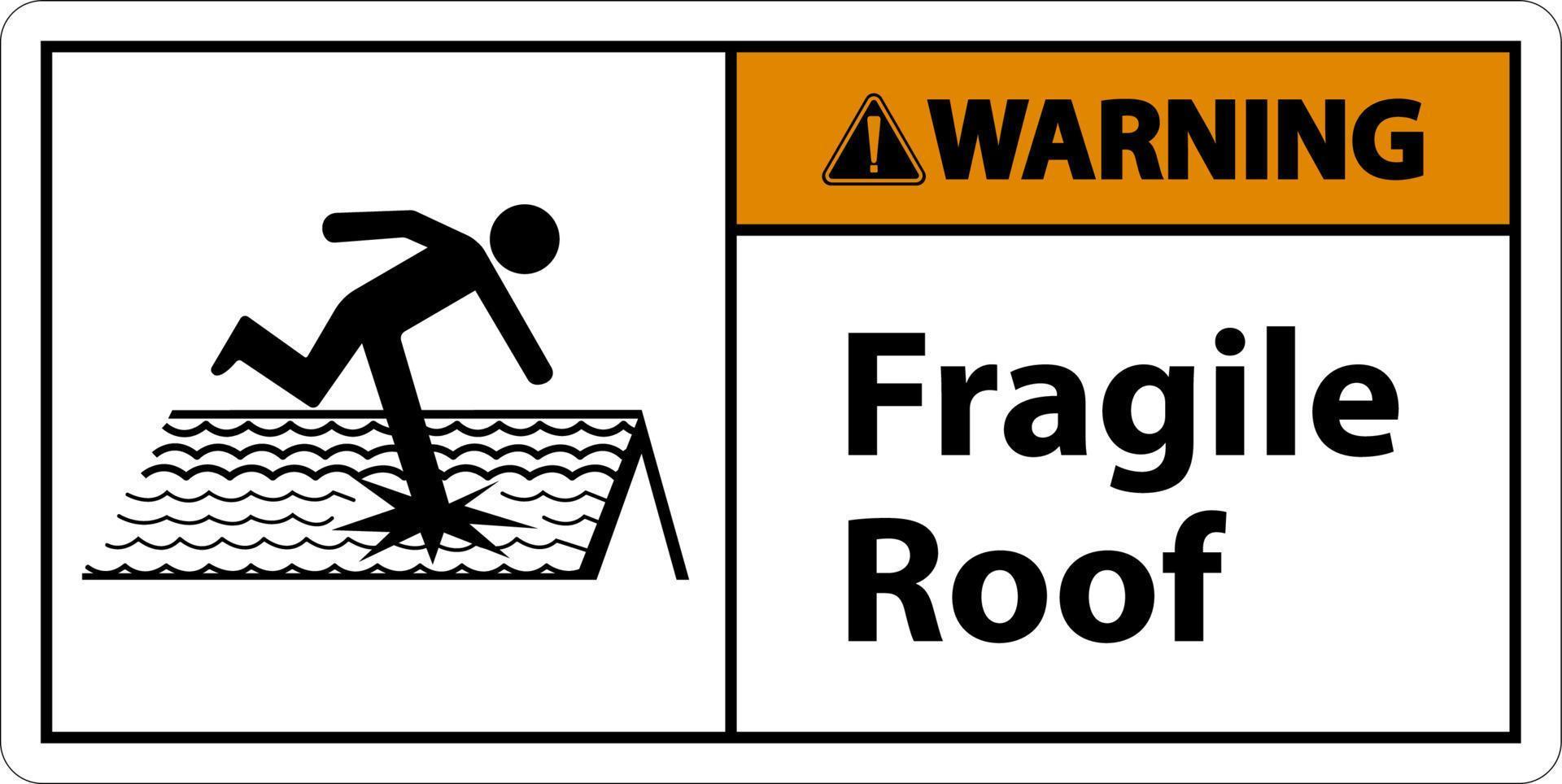 Warnzeichen für zerbrechliches Dach auf weißem Hintergrund vektor