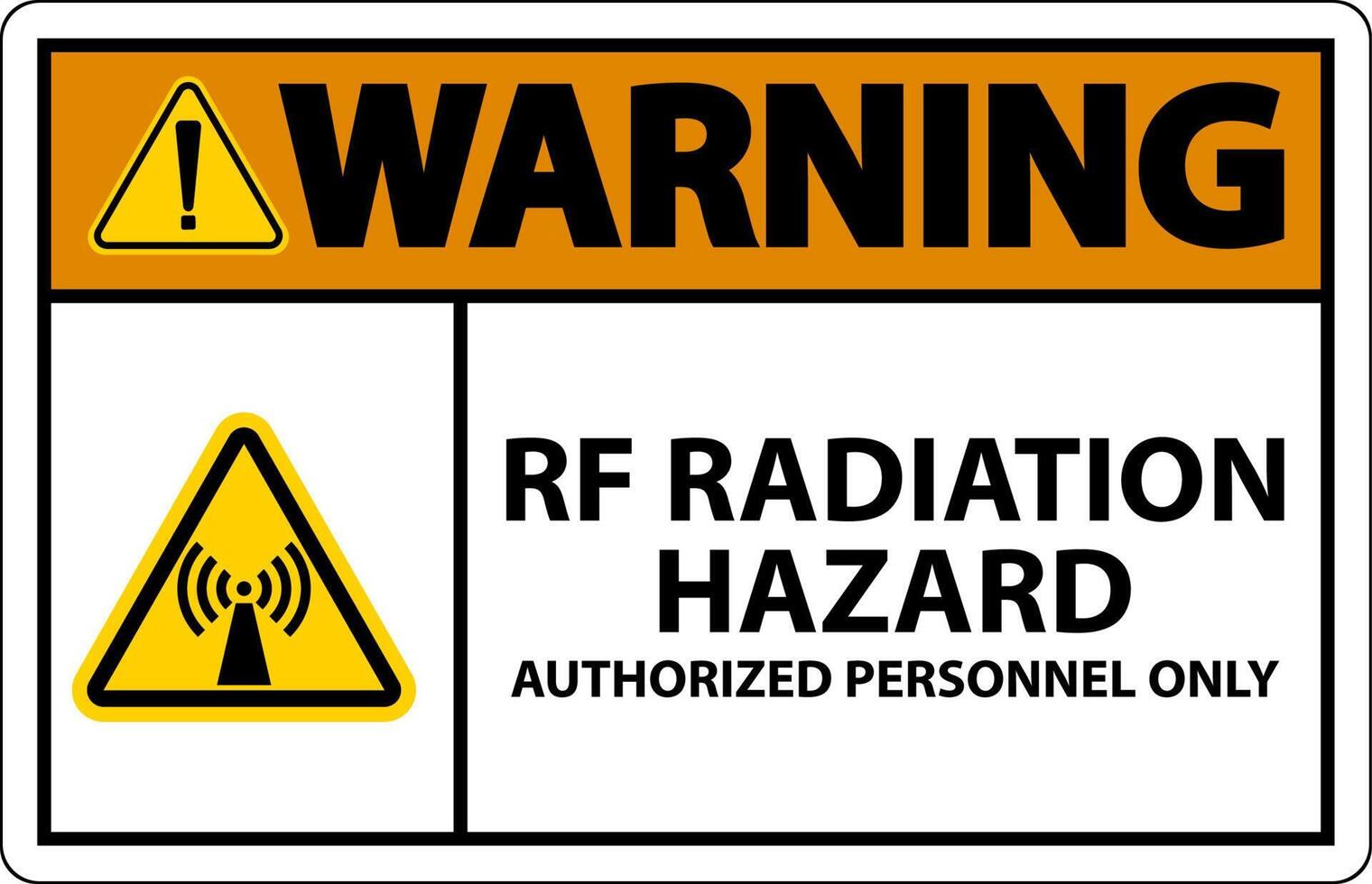 Warnung vor HF-Strahlungsgefahr nur autorisiertes Schild auf weißem Hintergrund vektor