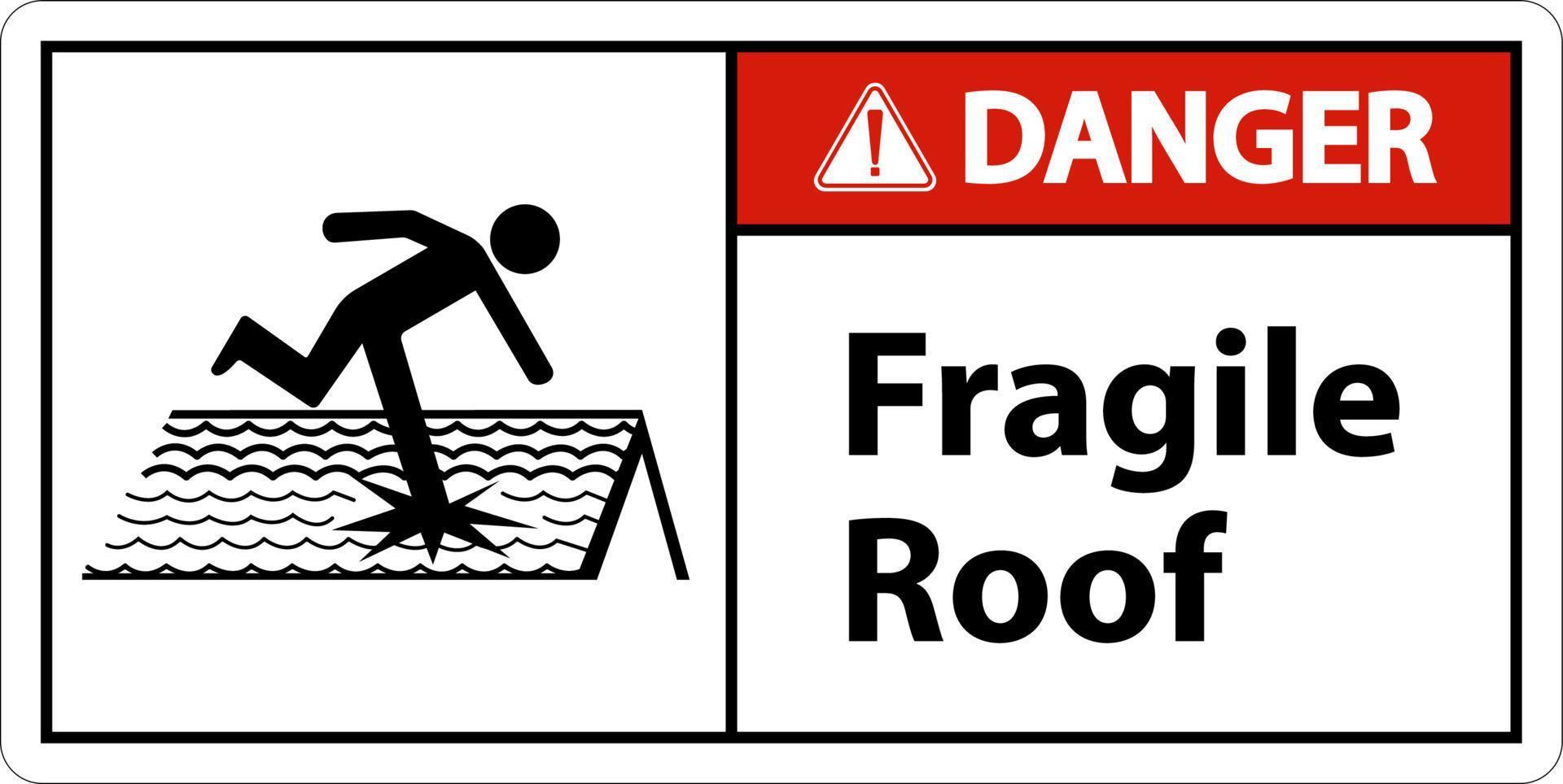 Gefahr zerbrechliches Dachzeichen auf weißem Hintergrund vektor