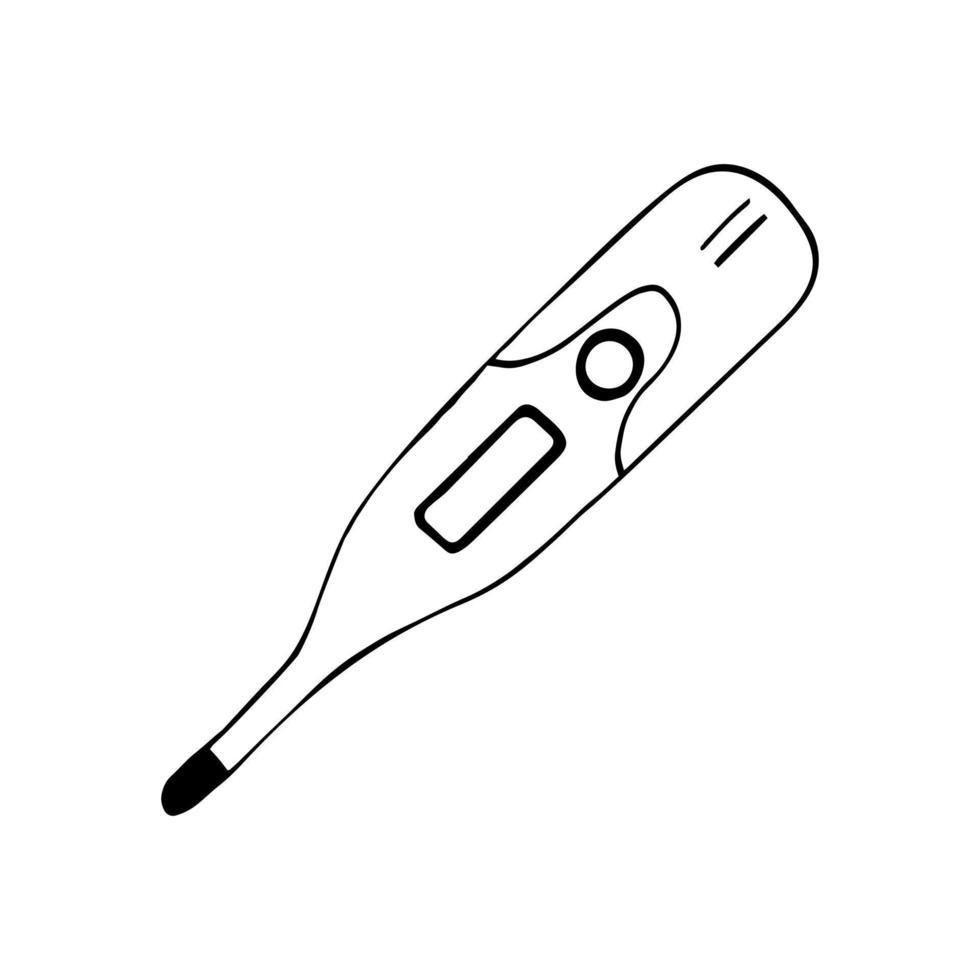 medizinisches elektronisches thermometer handgezeichnetes gekritzel. , skandinavisch, nordisch, minimalistisch, einfarbig. Symbol Gesundheit Körpertemperatur Medizin vektor