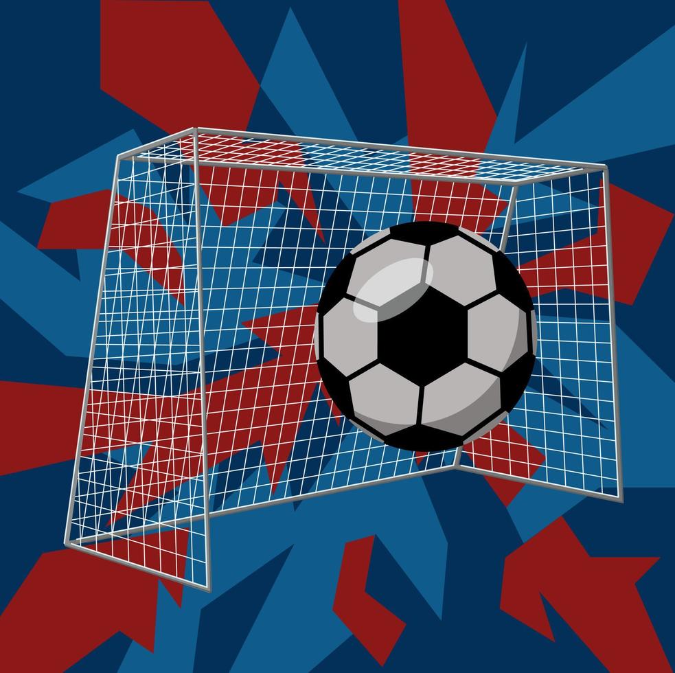 Fußball. Der Fußball fliegt ins Tor. Tor. Sieg. Cartoon-Vektor-Illustration. vektor