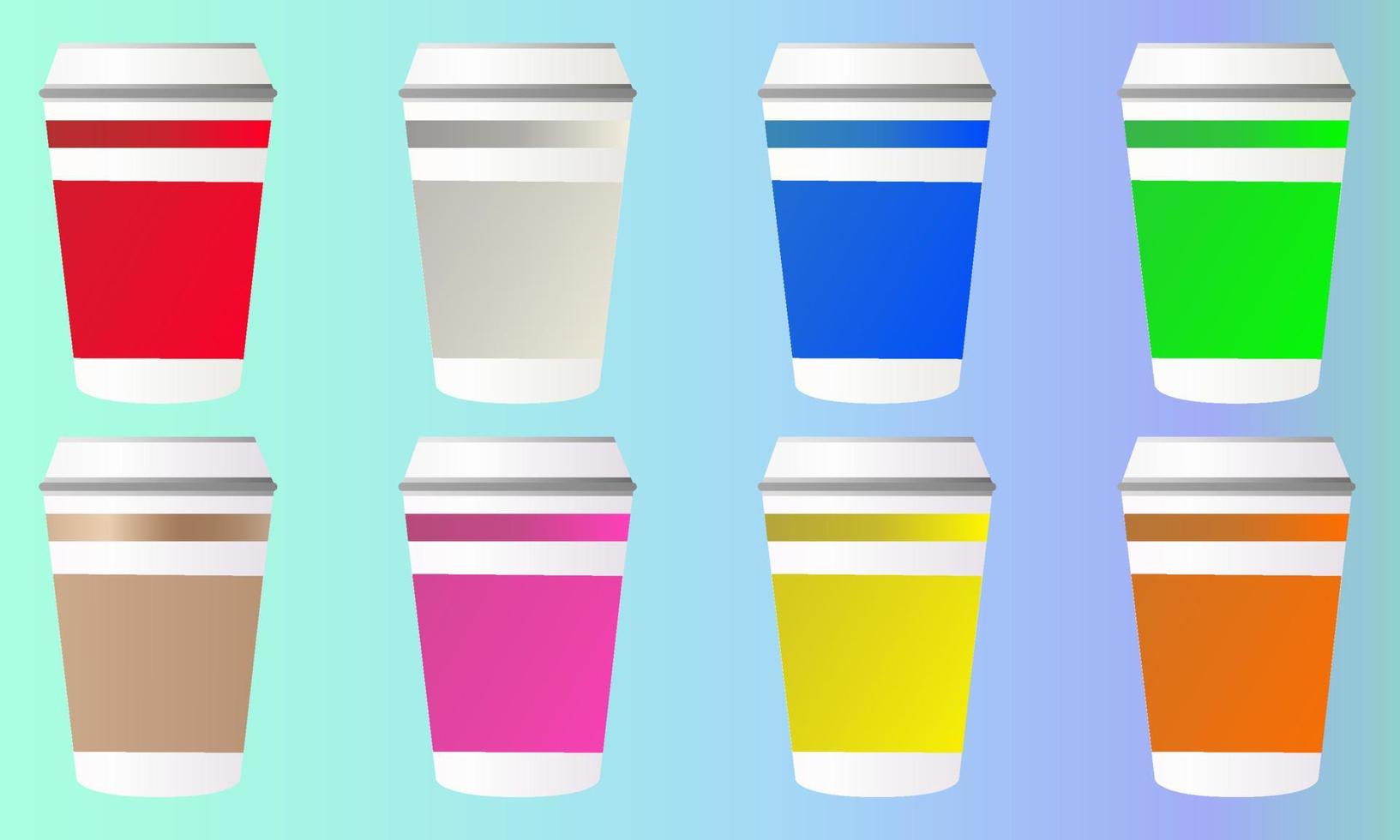realistisk plast kopp illustration, med olika färger vektor