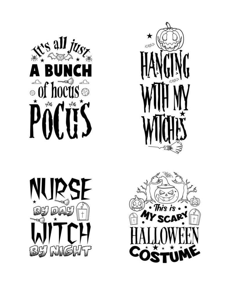 halloween text typografi uppsättning. Lycklig halloween typografi design. vektor