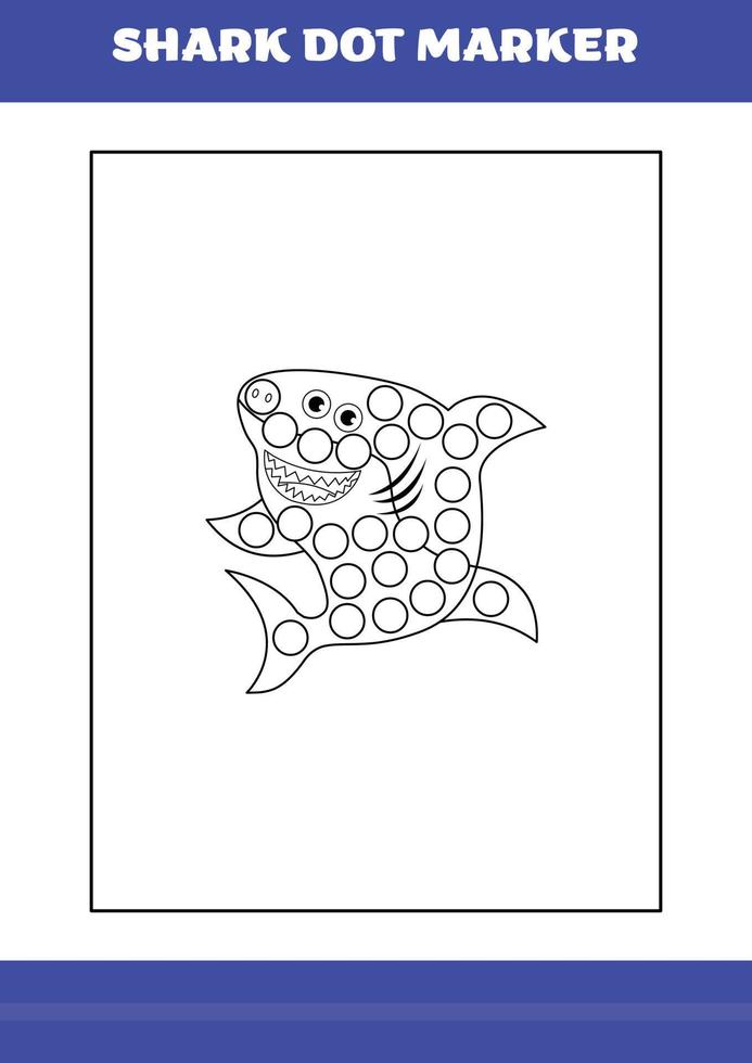 Haifischpunkt-Markerseite für Kinder. Haipunkt-Markerbuch zum Entspannen und Meditieren. vektor