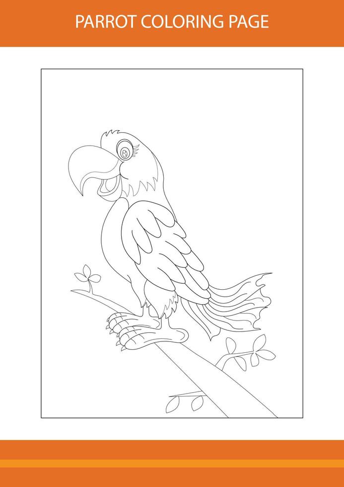 söt papegoja färg bok. linje konst design för barn tryckbar färg sida. vektor