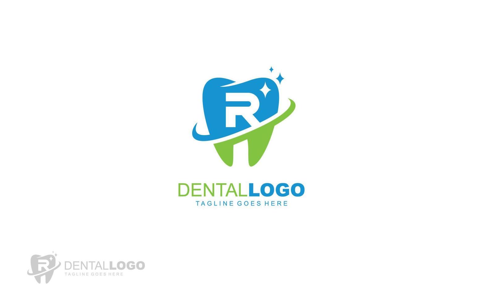 r logotyp tandläkare för branding företag. brev mall vektor illustration för din varumärke.