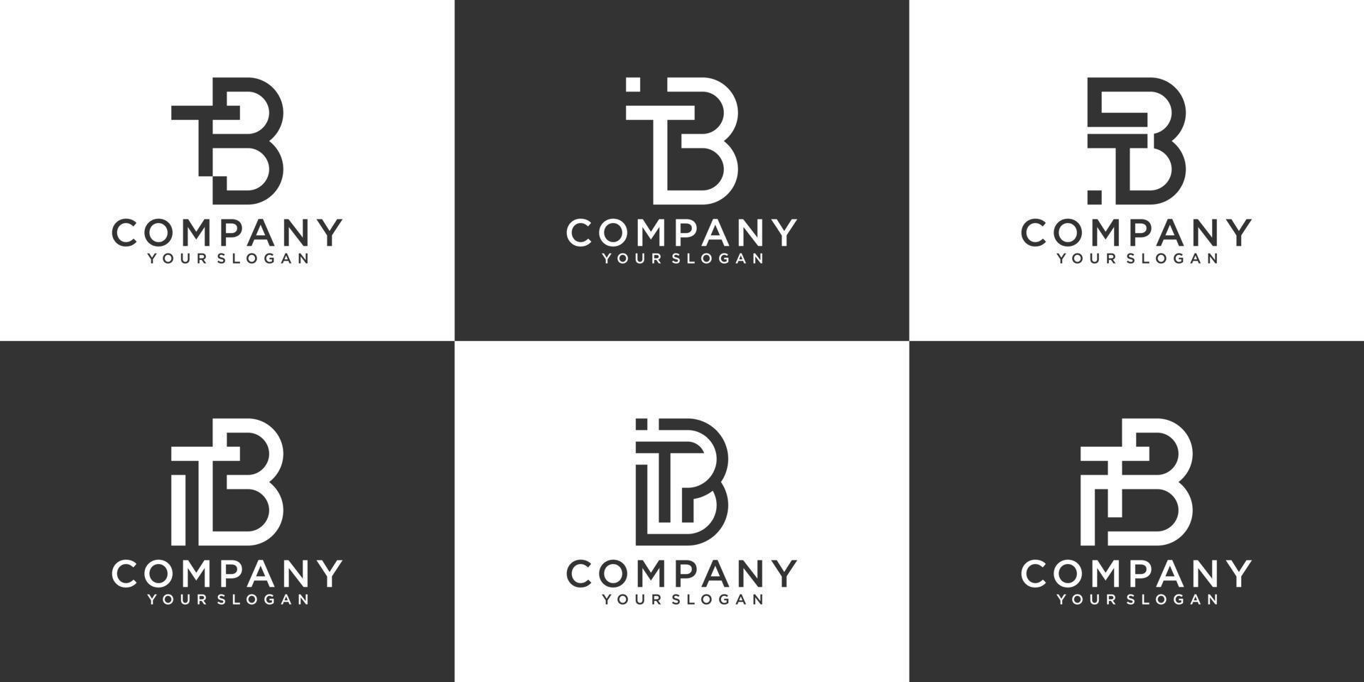 satz kreativer brief-tb-logo-design-kollektion vektor