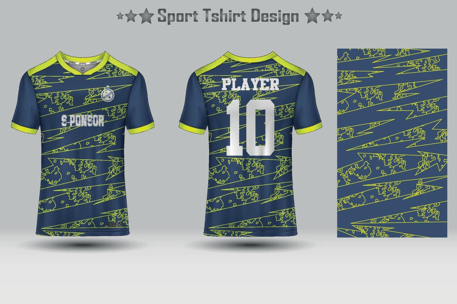 Fußballsport Jersey Mockup abstraktes geometrisches Muster T-Shirt Design vektor