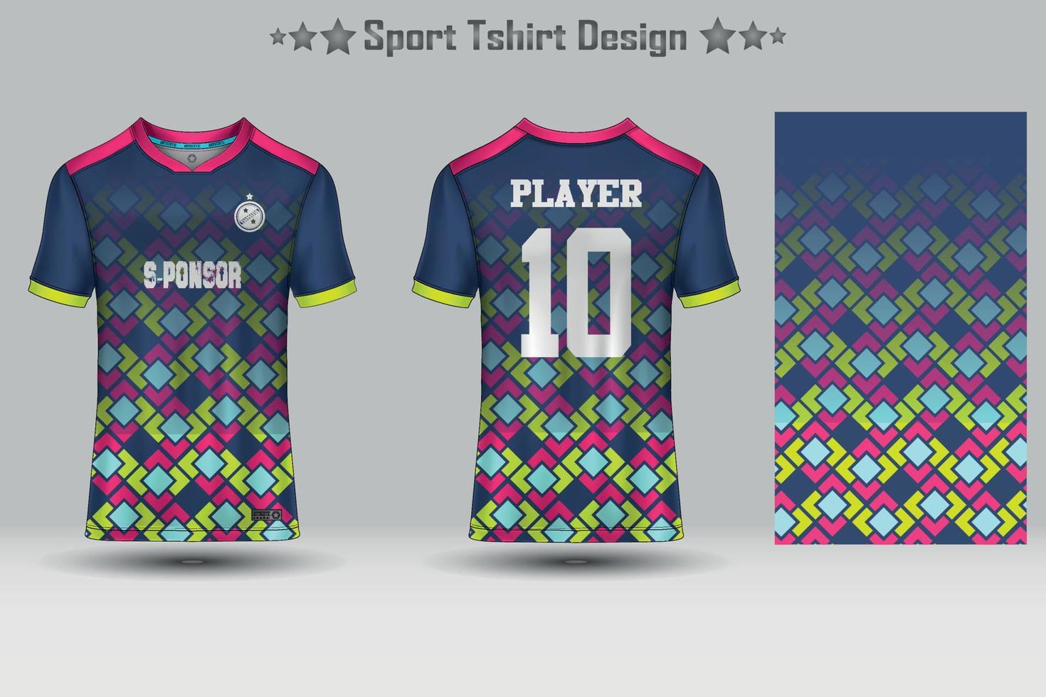 Fußballsport Jersey Mockup abstraktes geometrisches Muster T-Shirt Design vektor