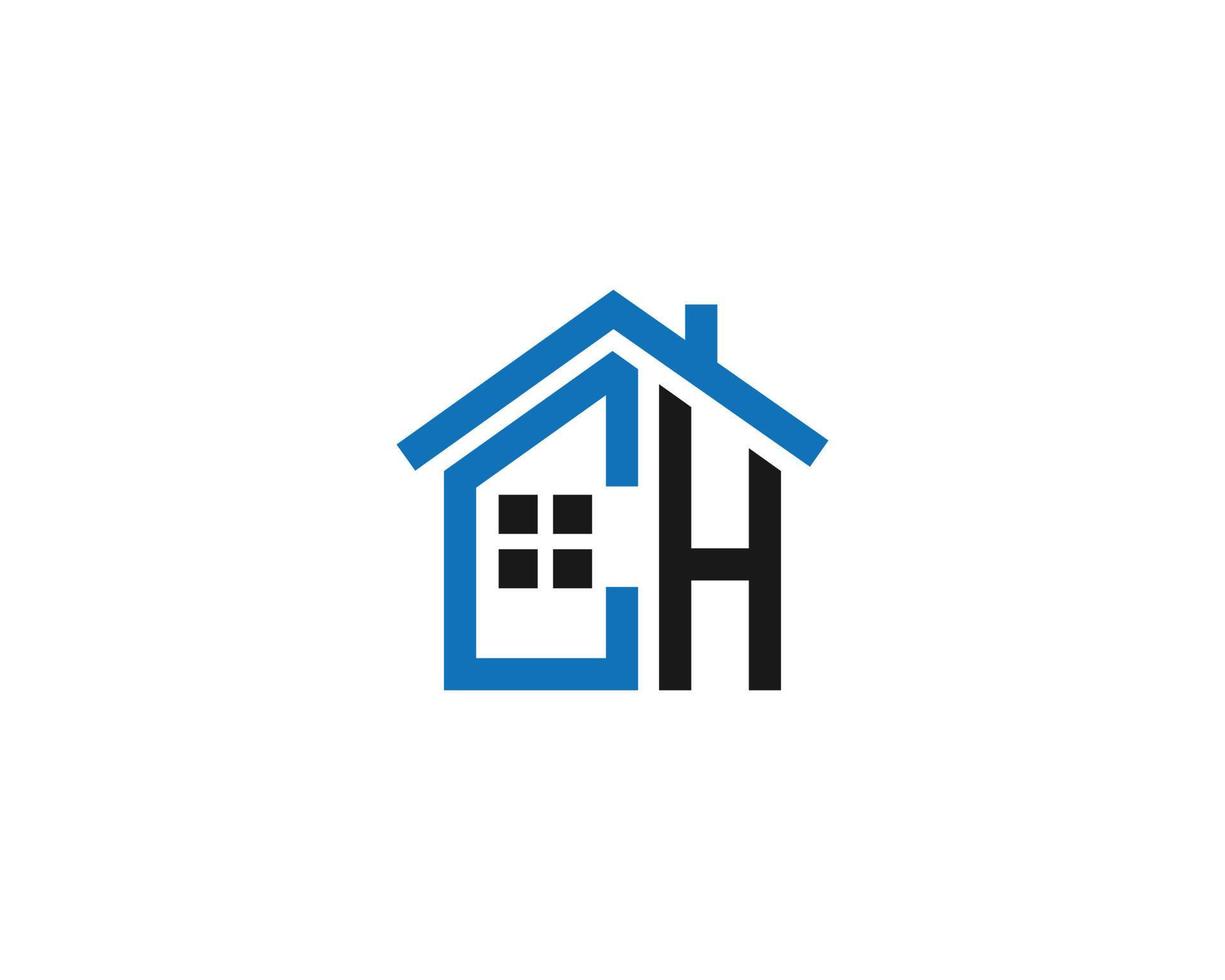 kreative vektorsymbolillustration des immobilienbuchstaben ch home logo design. vektor