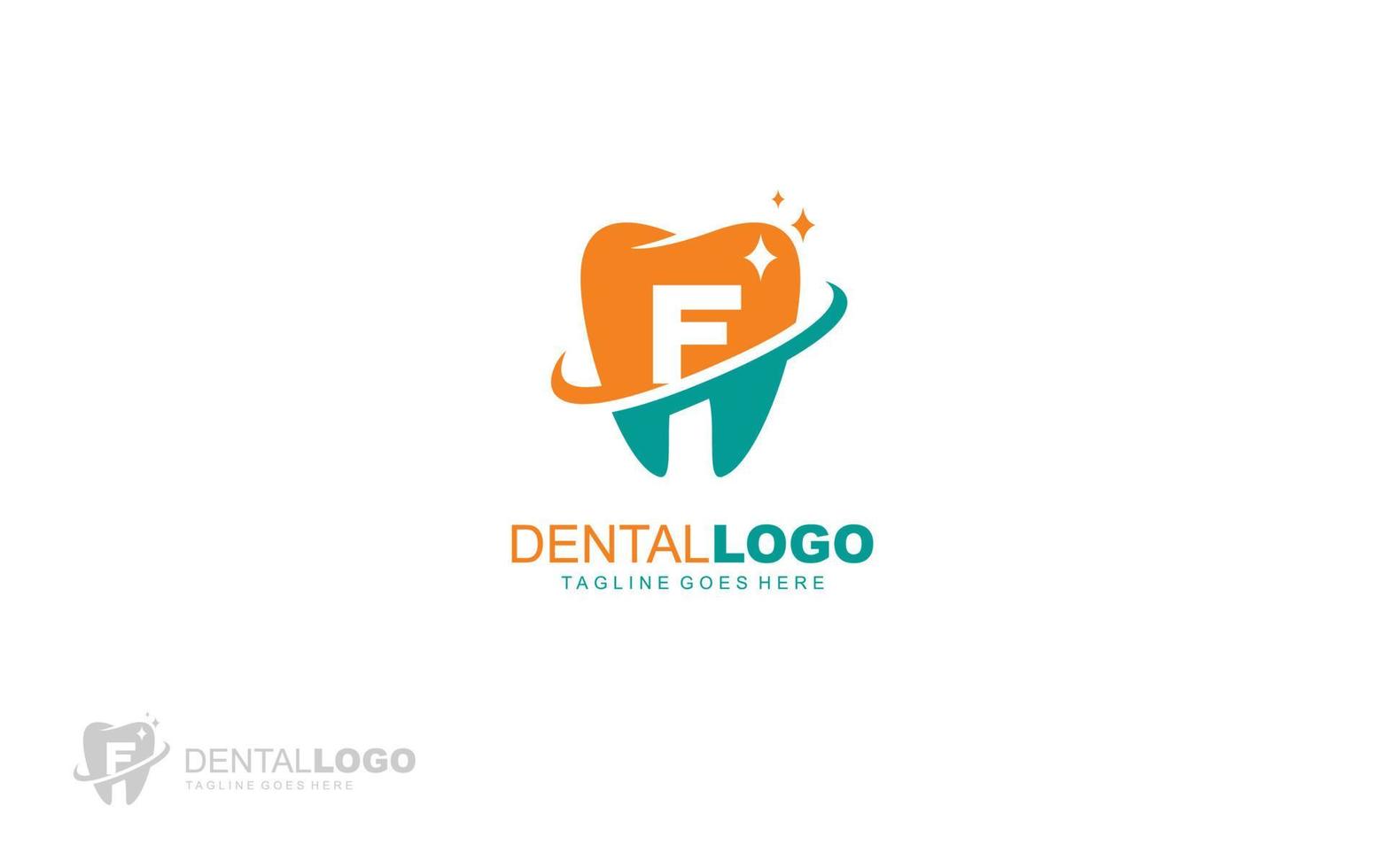 f Logo Zahnarzt für Markenunternehmen. Briefvorlage Vektor-Illustration für Ihre Marke. vektor