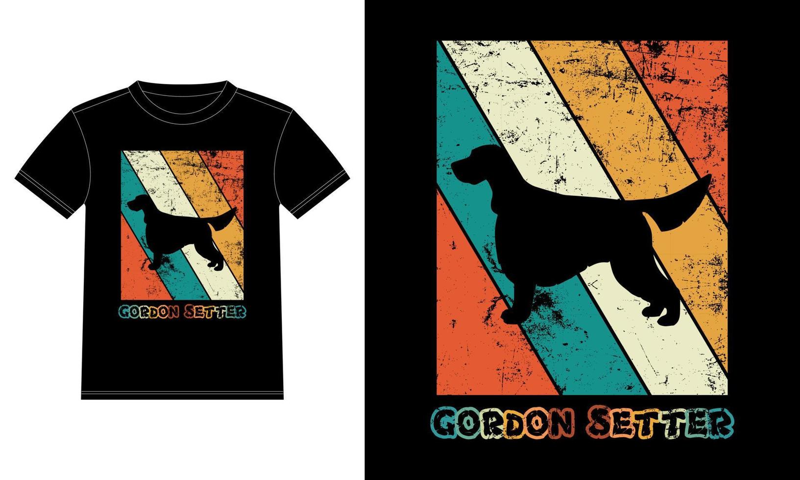 rolig Gordon setter retro årgång solnedgång t-shirt design mall, Gordon setter styrelse, bil fönster klistermärke, pod, omslag, isolerat vit bakgrund, silhuett gåva för Gordon setter älskare vektor