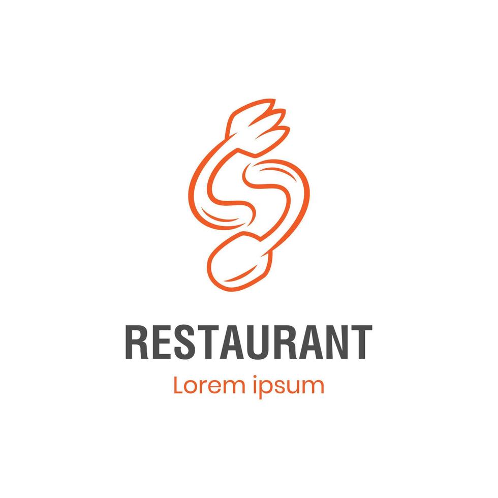 brev s restaurang mat ikon med sked och gaffel logotyp, porslin logotyp, snabb mat restaurang logotyp, catering ikon design vektor