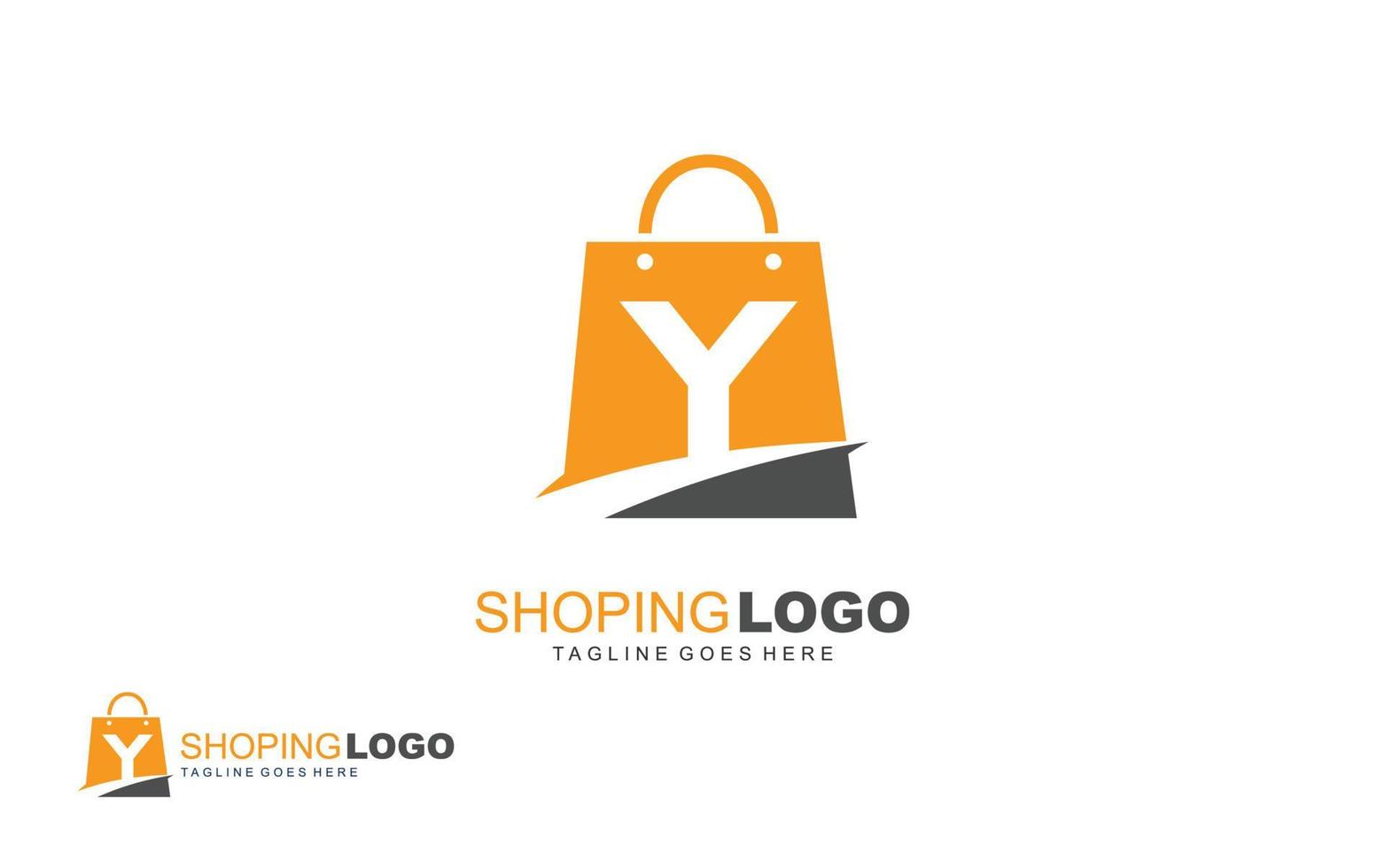 y logotyp onlinebutik för branding företag. väska mall vektor illustration för din varumärke.