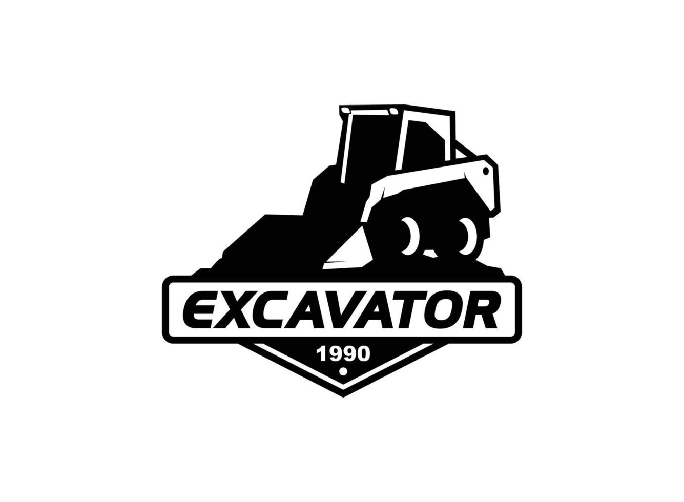 Kompaktlader-Logo-Vektor für Bauunternehmen. Landräumungsgeräte-Vorlagenvektorillustration für Ihre Marke. vektor