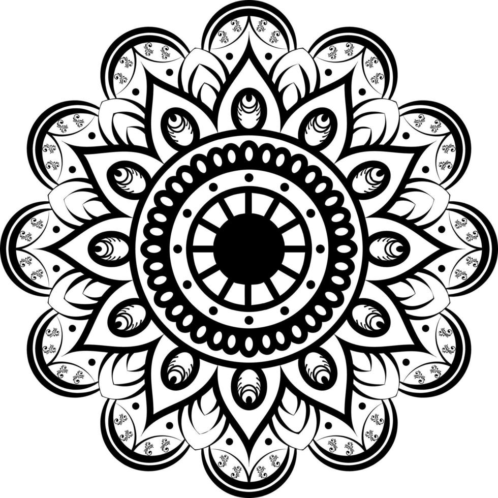 cirkulär mönster i form av mandala för henna, mehndi, tatuering, dekoration. dekorativ prydnad i etnisk orientalisk stil. mandala färg sida vektor