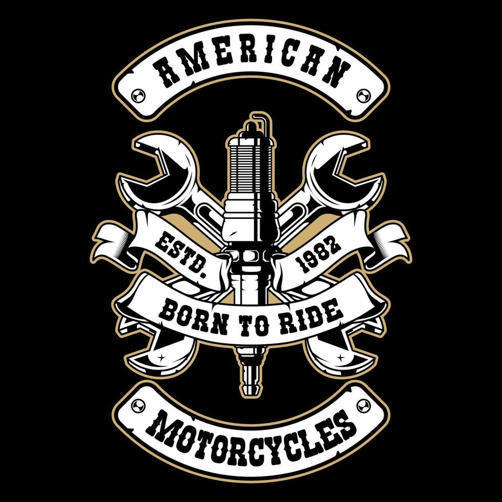 beställnings- motorcykel logotyp med korsade rycka vektor