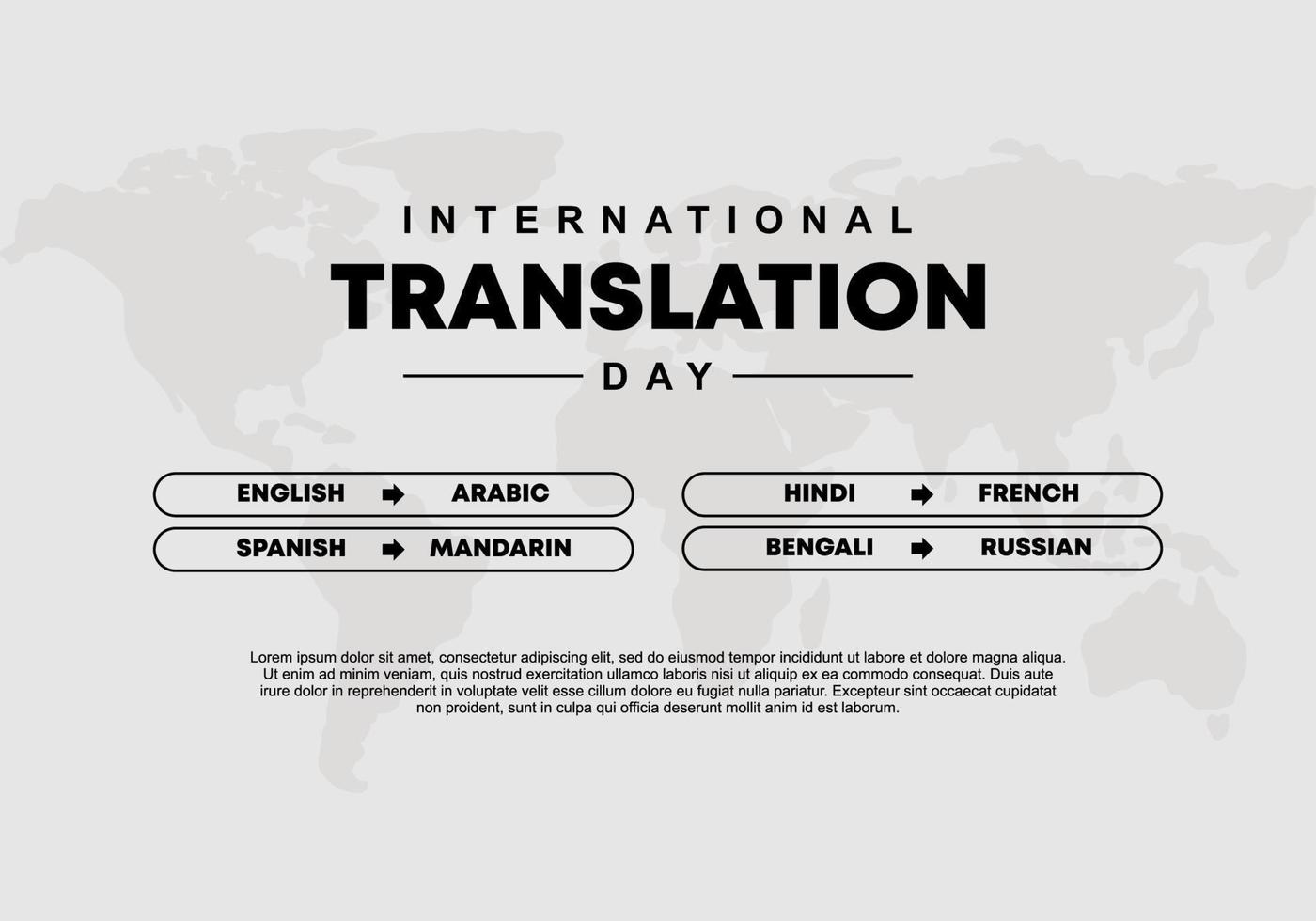 internationell översättning dag bakgrund baner affisch med jord Karta och ord översättning på september 30. vektor