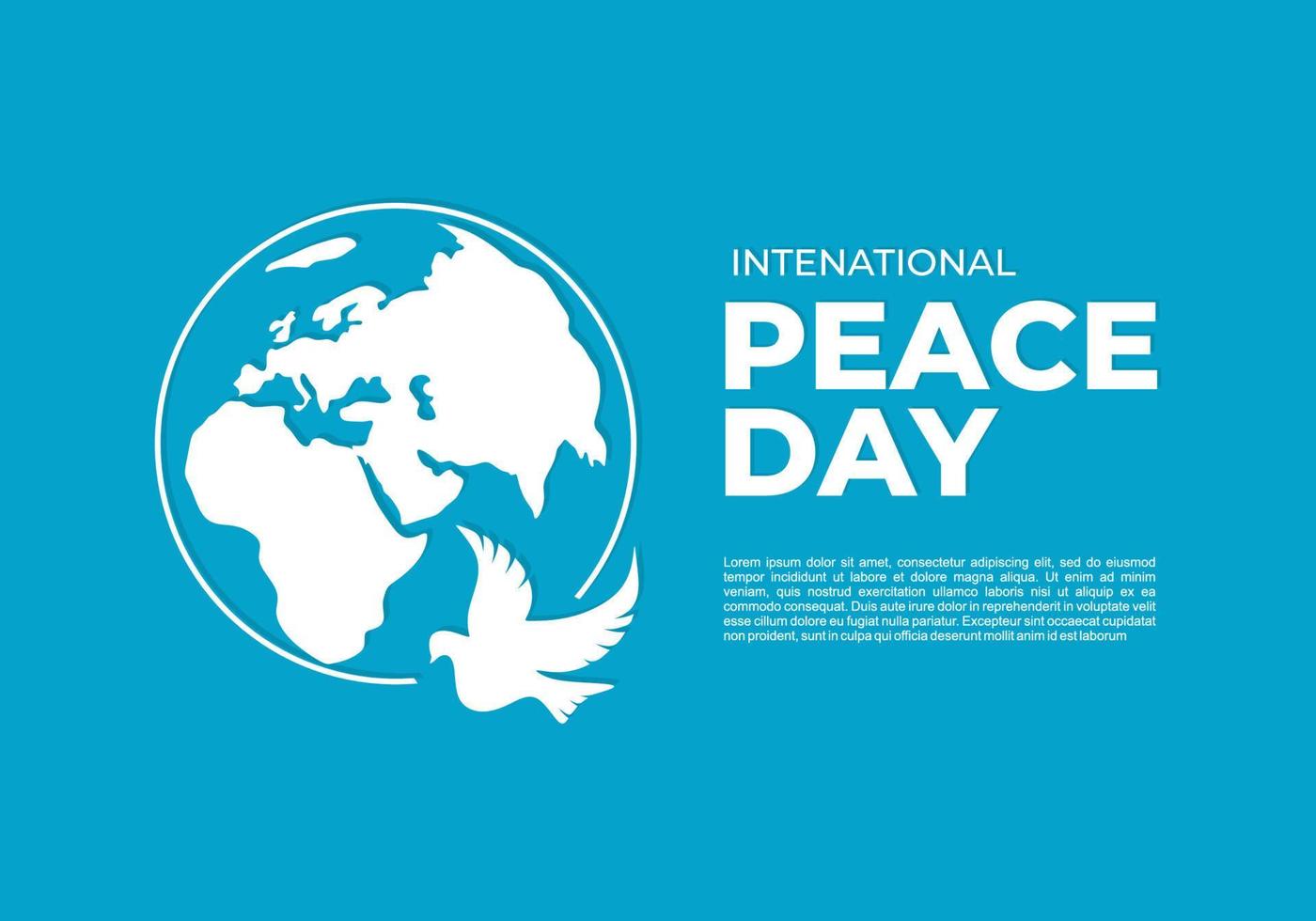 internationell fred dag med värld Karta klot jord och duva. vektor