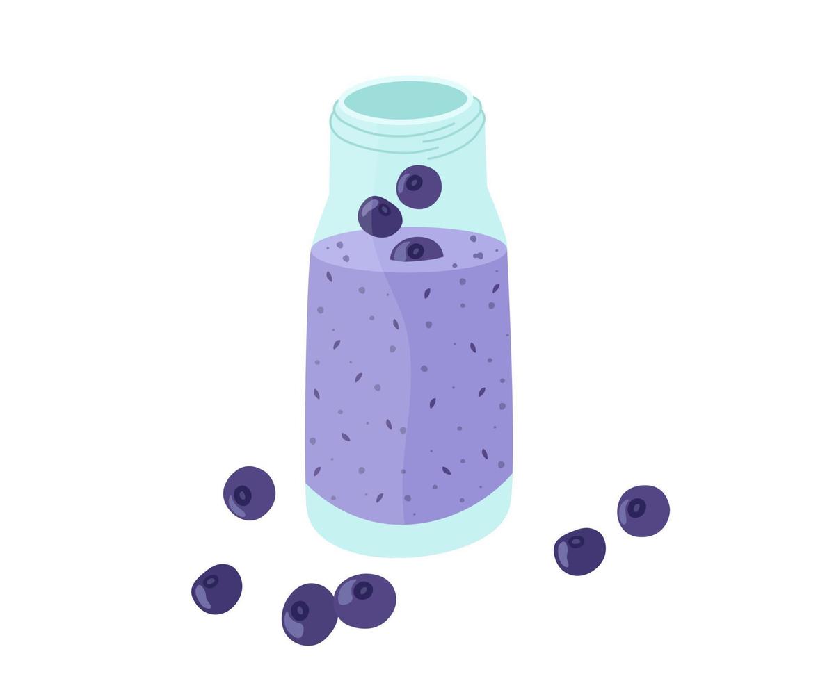 blåbär smoothie. ljus färgrik sommar uppsättning av Ingredienser. vektor illustration av friska uppfriskande drycker.