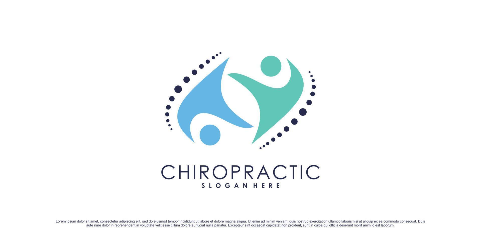 kiropraktik ikon logotyp design inspiration för hälsa vård ryggrad med kreativ begrepp premie vektor