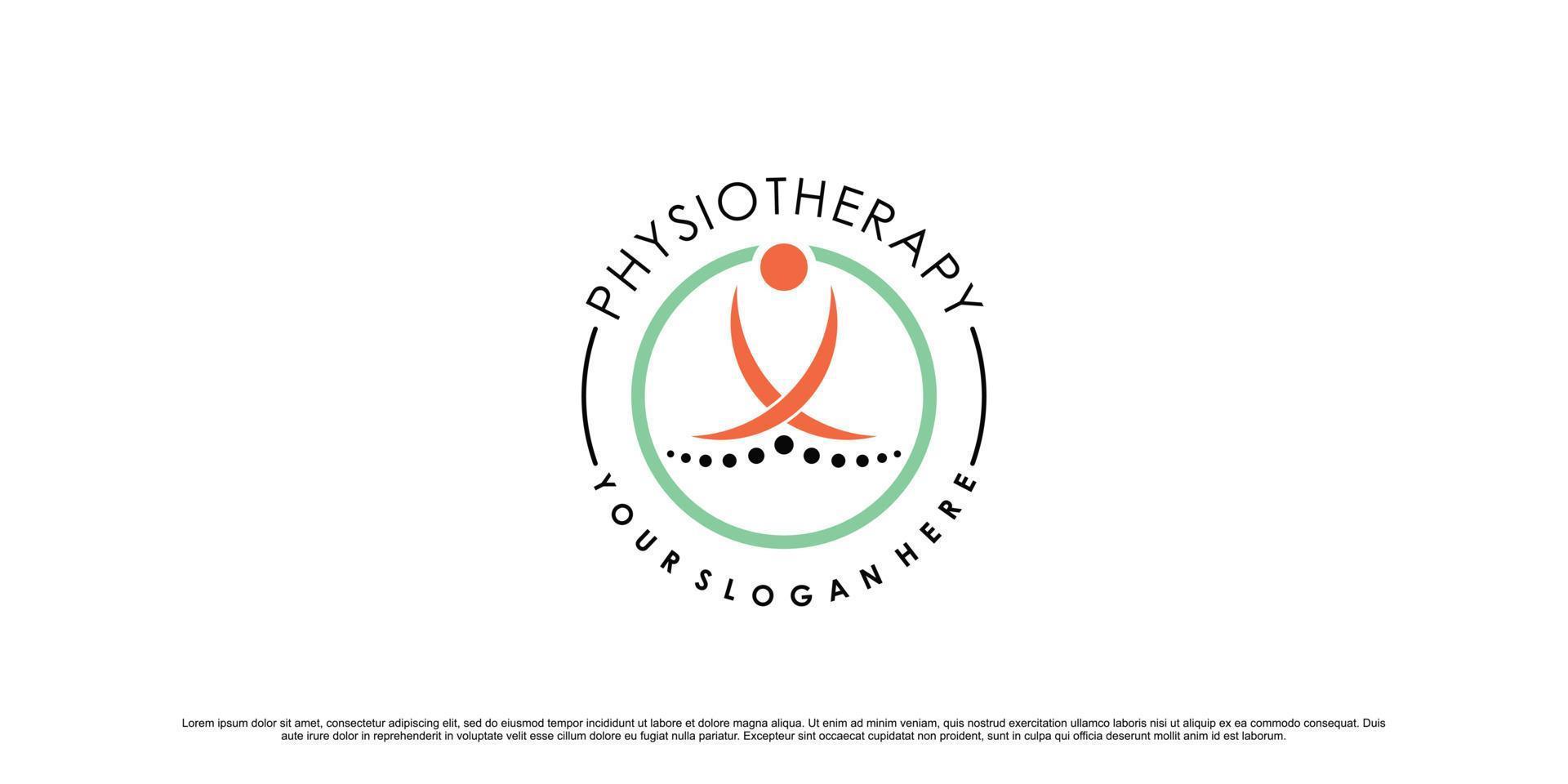 Physiotherapie-Logo-Design für Gesundheitswesen und Medizin mit kreativem, modernem Konzept-Premium-Vektor vektor