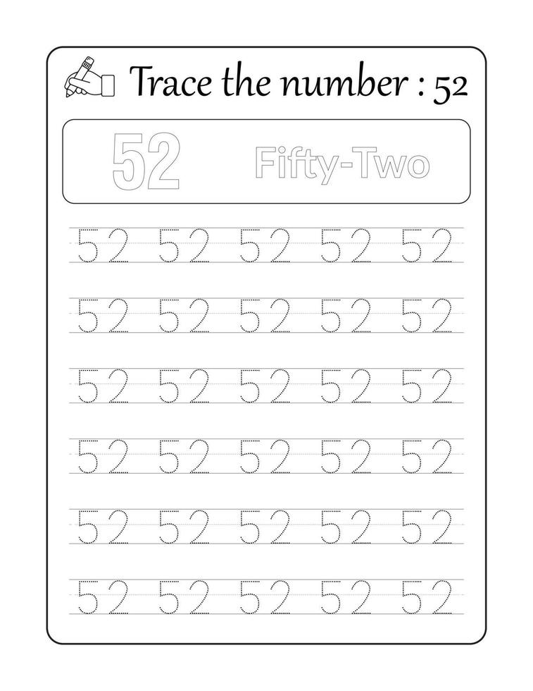 spår de siffra 52. siffra spårande för barn vektor