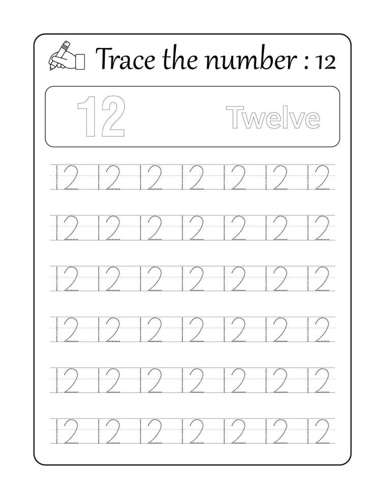 spår de siffra 12. siffra spårande för barn vektor