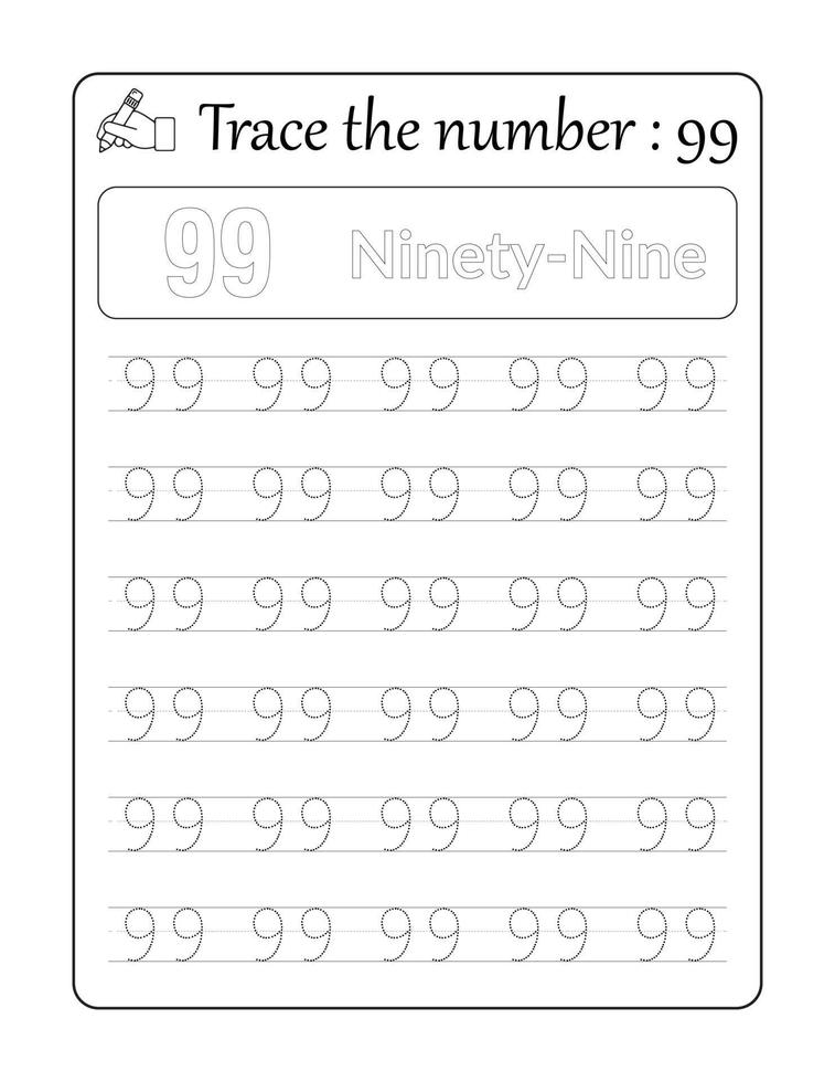 spår de siffra 99. siffra spårande för barn vektor
