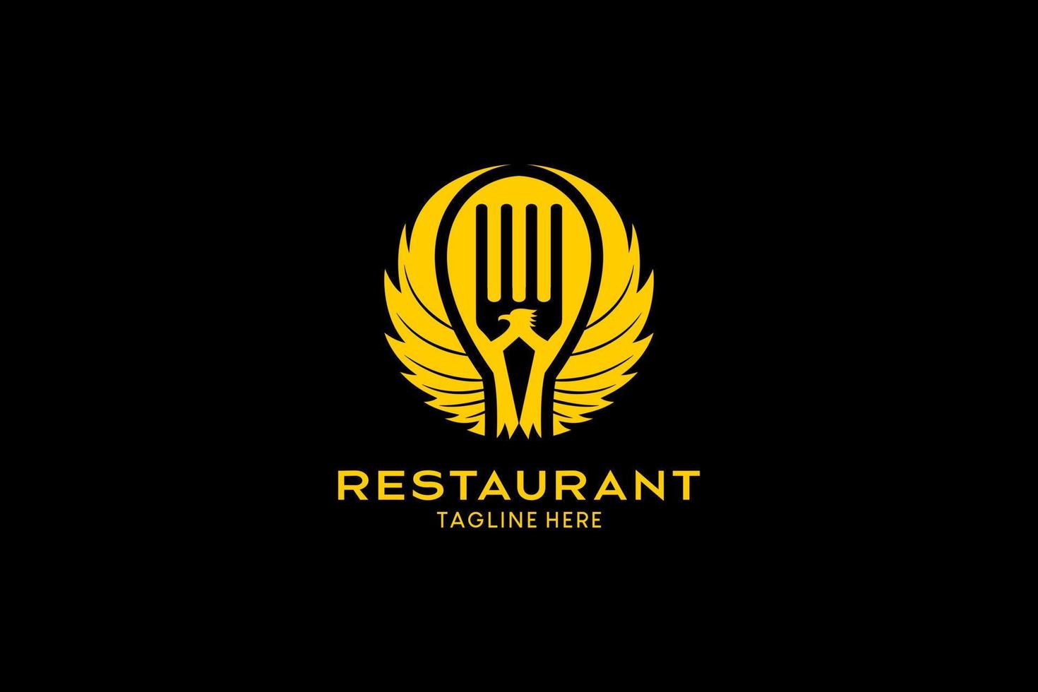 Restaurant-Logo-Design mit kreativem Konzept, Löffel, Gabelelementen kombiniert mit Vogelflügeln. Premium-Vektor-Logo-Illustration vektor