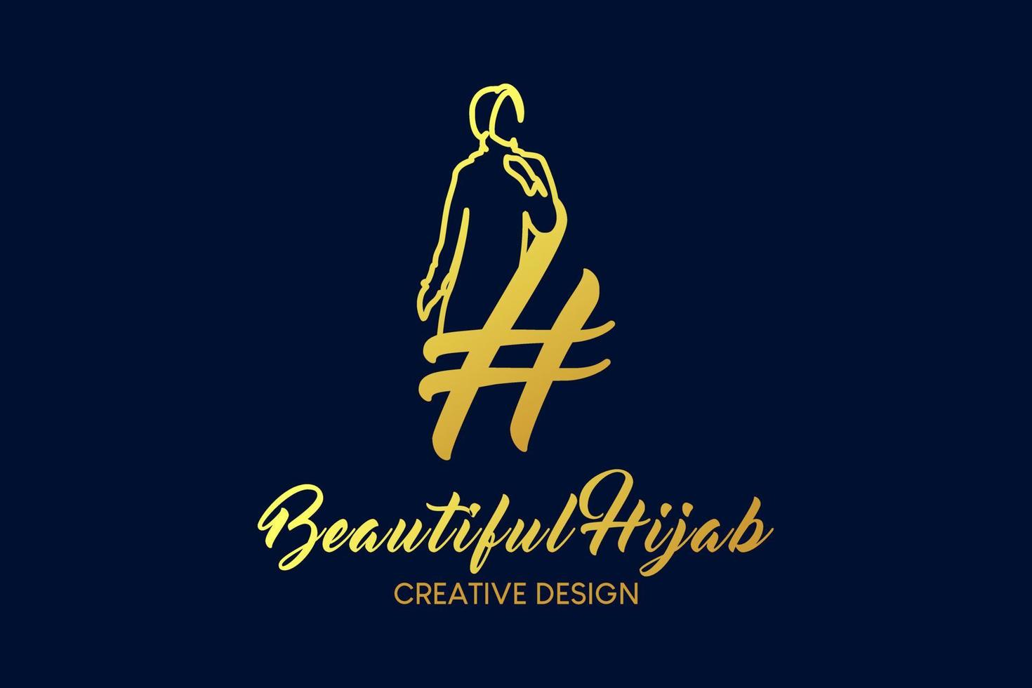 hijab boutique logotyp design med de begrepp av en kvinna bär en hijab i en silhuett kombinerad med de brev h. hijab mode logotyp vektor illustration.