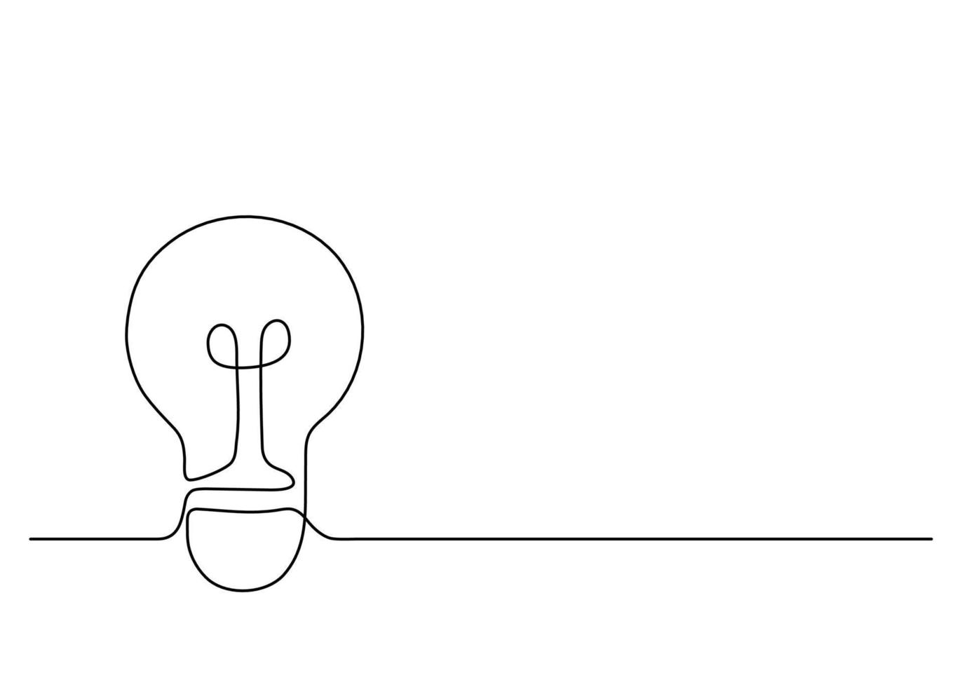 glühbirnenumriss, elektrische glühbirnensymbolidee, durchgehende kunstlinienzeichnung. konzept der ideenentstehung, nachhaltige stromenergie. bearbeitbare einzelne Zeile. Vektor-Illustration vektor