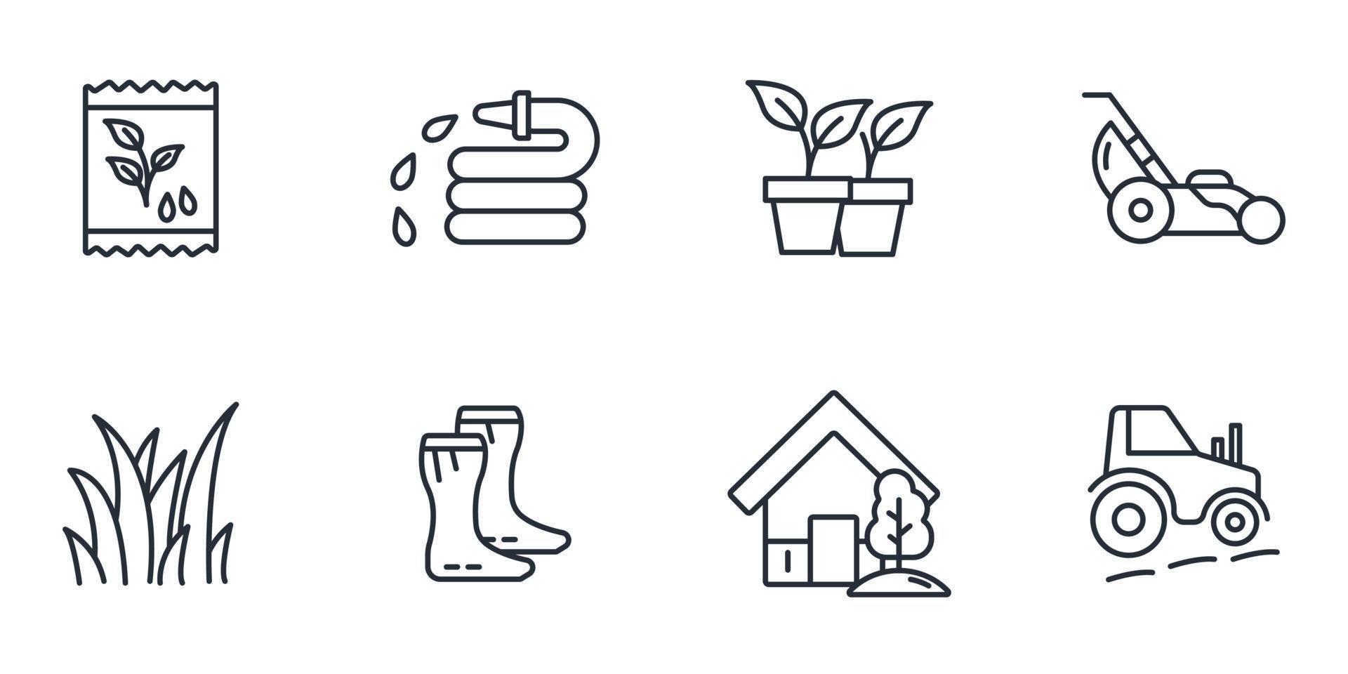 trädgårdsarbete ikoner set. trädgårdsarbete pack symbol vektorelement för infographic webben vektor