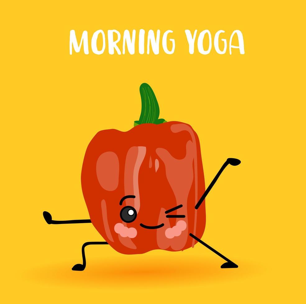 yoga grönsaker. friska livsstil. sporter och vegetarianism. bulgarian peppar tecken. hinduism. morgon- yoga.. vektor