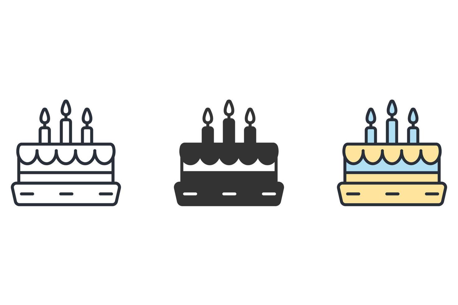 födelsedag kaka ikoner symbol vektor element för infographic webb