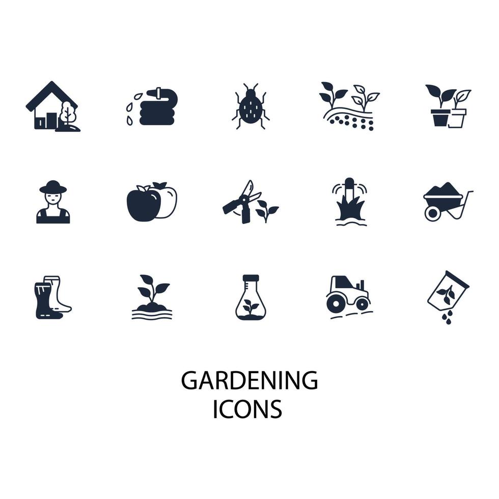 Gartensymbole gesetzt. Gartenpacksymbol-Vektorelemente für Infografik-Web vektor