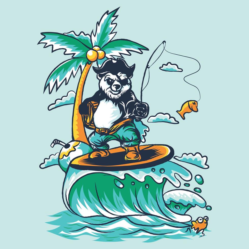 panda surfing illustration vektor