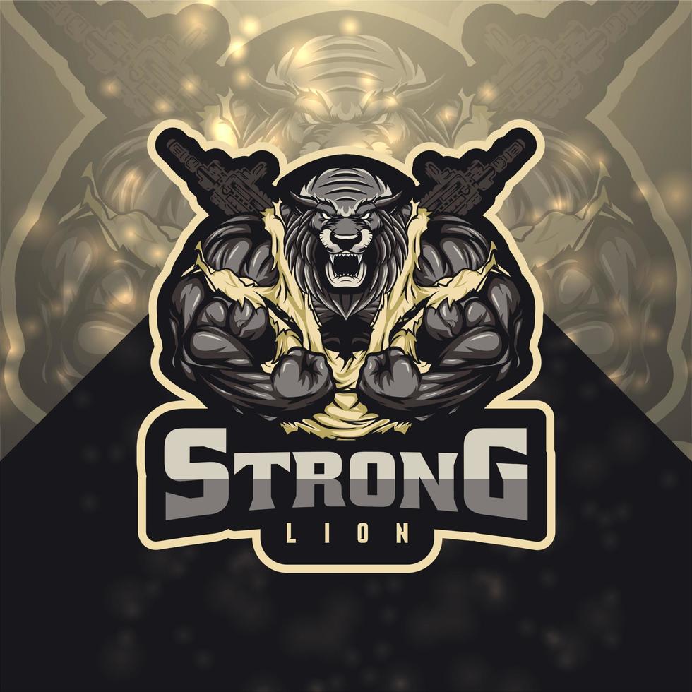 starkes Löwen-Esport-Logo vektor