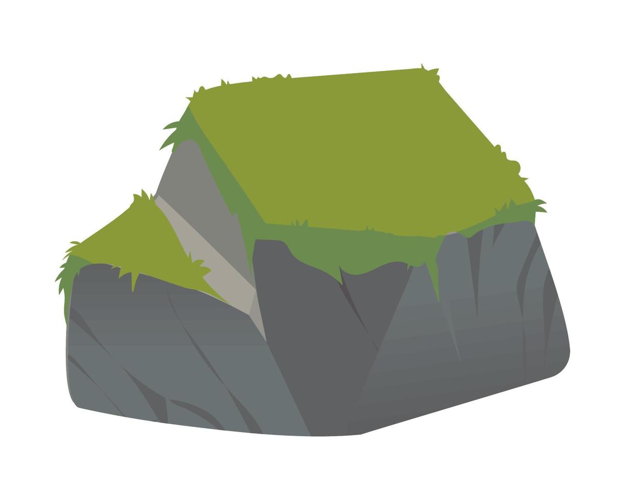 sten med gräs ikon vektor