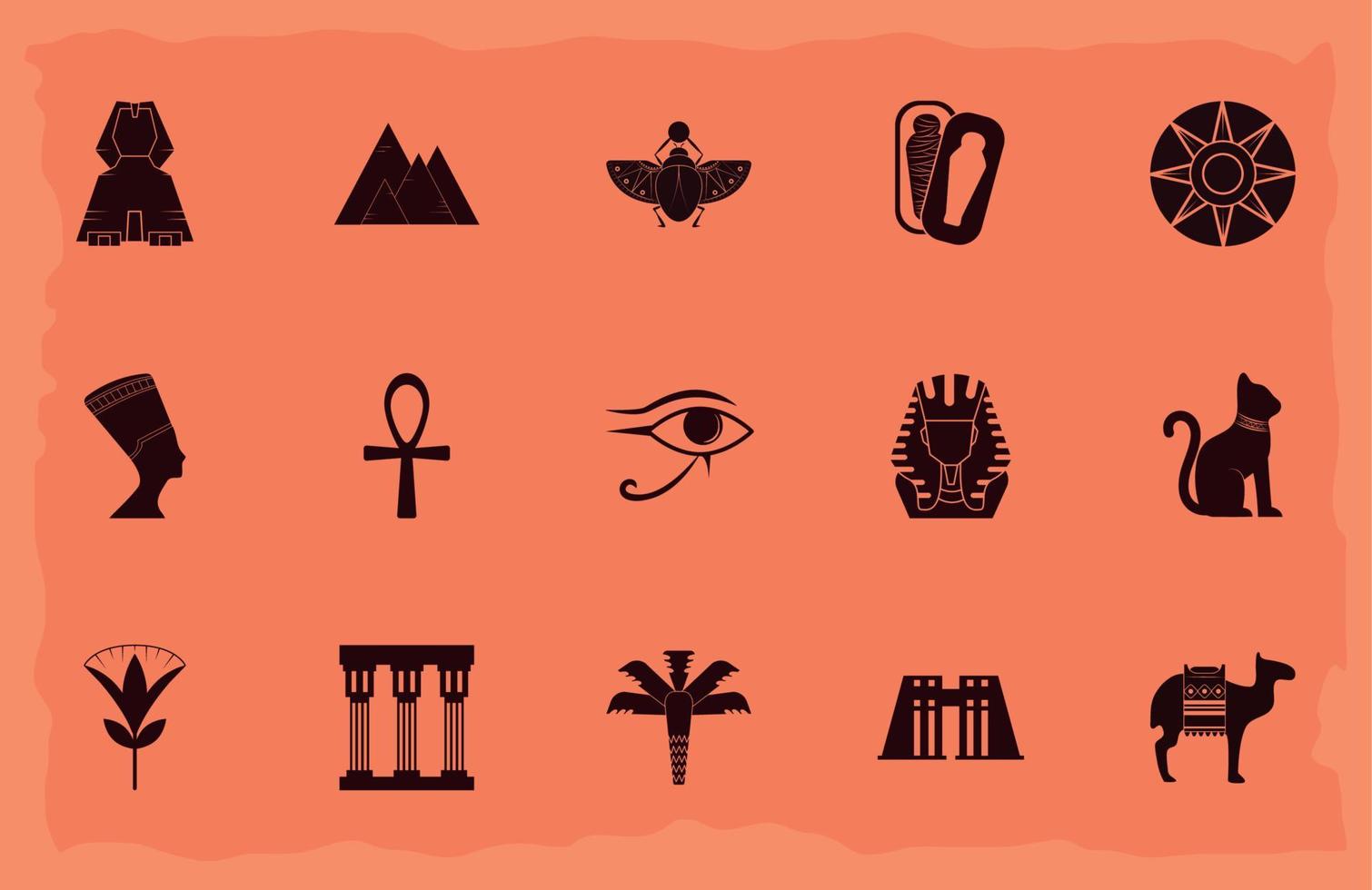 gammal egypten ikon uppsättning vektor