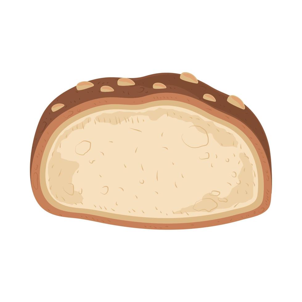 halv bröd med nötter ikon vektor