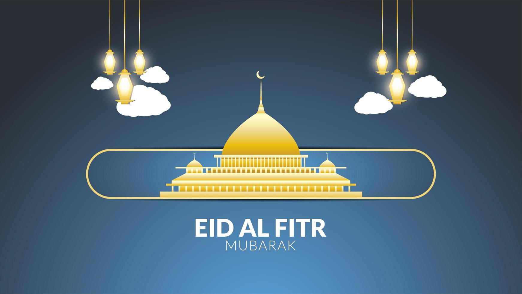 eid al-fitr gyllene moské vektor